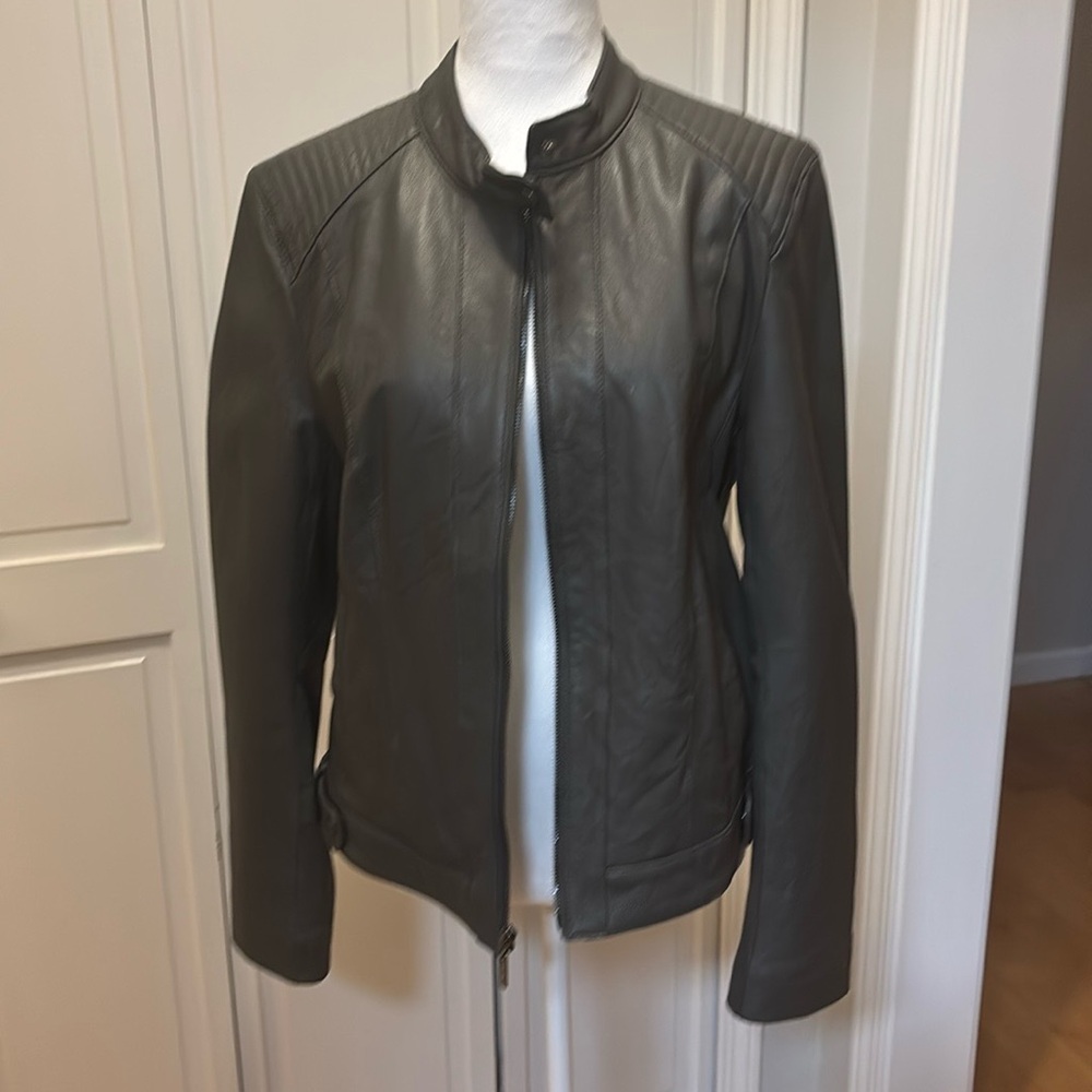 Cole Haan Leather Moto Racer Jacket
